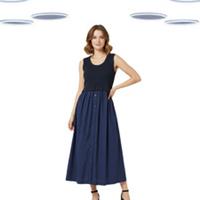 Ex Fat Face Women's Midi Dress - Sleeveless Striped Jersey Mix Navy - 12 Regular