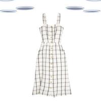 Ex Fat Face Women's Dress - Sleeveless Check Sundress Ivory (Size 12) (Defect) - 12 Regular