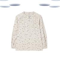 Ex Fat Face Women's Blouse - Long Sleeve Ditsy Cotton Floral Ivory (Size 12) - 12 Regular