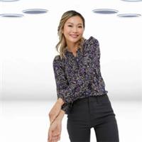 Ex Fat Face Women's Blouse - Long Sleeve Inspirit Floral MultiColoured - 10 Regular