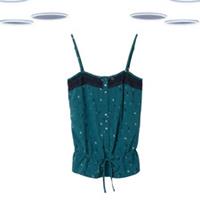 Fat Face Women's PJ Vest Top - Moon & Stars Cami Teal Green Viscose (Size-8) - 8 Regular