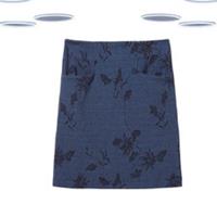 Ex Fat Face Women's Mini Skirt - Jacquard A-line Floral Indigo Blue - 12 Regular