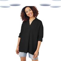Ex Fat Face Womens Shirt - 3/4 Sleeve Longline Linen Black (Size 12) - 12 Regular