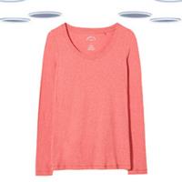 Ex Fat Face Top - Cora Jersey Long Sleeve Cotton Relaxed Pink (Size 12) - 12 Regular