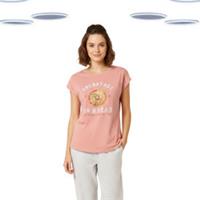 Ex Fat Face Women's T-Shirt - Short Sleeve Graphic Print Pink (Defect) - 6 Regular