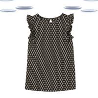 Ex Fat Face Womens Top - Sleeveless Jersey Spirit Geo Frill Black (Size 8) - 8 Regular