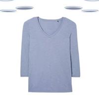 Ex Fat Face Womens Top - Solid Jersey Kemi 3/4 Sleeve Blue - 8 Regular