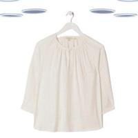 Ex Fat Face Womens Blouse - 3/4 Sleeve Sparkle Check Ivory - 12 Regular