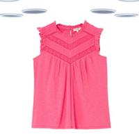 Ex Fat Face Womens Vest Top - Sleeveless Embroidered Frilly Pink - 6 Regular