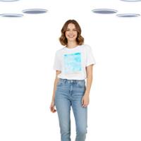 Ex Fat Face Womens Boxy T-Shirt - Sleeveless Graphic Printed White (Defect) - L Regular