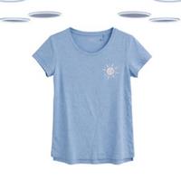 Ex Fat Face Womens T-Shirt - Short Sleeve Graphic Printed Light Blue - 14 Regular
