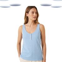 Ex Fat Face Womens Vest - Sleeveless Henley Scoop Jersey Texture Blue - 12 Regular