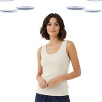 Ex Fat Face Women's Vest Top - Sleeveless Rib Pyjama Beige (Defect) - 10 Regular