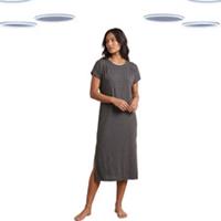 Ex Women's Fat Face Midi Dress-Short Sleeve Charcoal Black Dress(Size12)(Defect) - 12 Regular