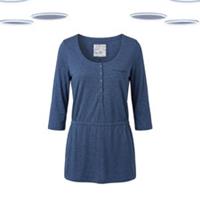 Ex Womens Fat Face Tunic Top-3/4 Sleeve Round Neck Henley Blue(Size8)(Defect) - 8 Regular