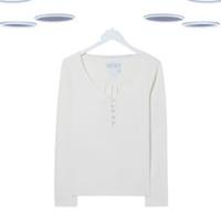 Ex Womens Fat Face Pyjama Top - Long Sleeve Cotton Henley Ivory White (Defect) - 16 Regular
