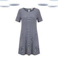 Ex Womens Fat Face Simone Dress - Short Sleeve Stripes Navy (Size12) (Defect) - 12 Regular