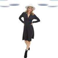 Ex Fat Face Women's Dress - Long Sleeve Delphene Jersey Black - 12 Regular