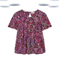 Ex Fat Face Womens Blouse -Short Sleeve Paisley Printed Purple (Defect) Size 22 - 22 Regular