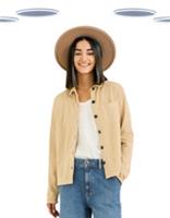 Ex Fat Face Womens Shirt - Long Sleeve Cotton Jersey Beige (Defect) (Size 16) - 16 Regular