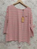 FAT FACE BNWT LADIES RED & WHITE TOP SIZE UK 14 CG S20