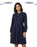 Ex Fat Face Women's Dress- Long Sleeve Lace Detail Jersey Navy (Defect) - 14 Regular