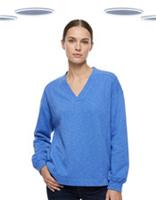 Ex Fat Face Womens Sweatshirt - Long Sleeve V-Neck Cotton Mid Blue (Defect) - 12 Regular