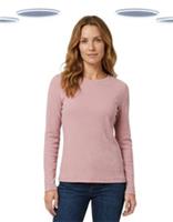 Ex Fat Face Womens Top - Long Sleeve Cotton Texture Round Neck Pink - 12 Regular