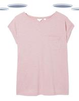 Ex Fat Face Women's T-shirt - Short Sleeve Lace Detail Jersey Pink - 10 Regular