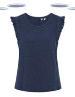 Ex Fat Face Women's Top - Sleeveless Frill Detail Solid Jersey Navy - 12 Regular