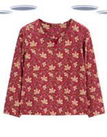 Ex Fat Face Women's Top - Long Sleeve Vine Floral Jersey Brick Red - 8 Regular
