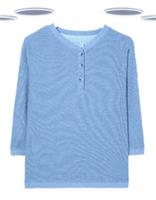 Ex Fat Face Womens Sweat Top - 3/4 Sleeve Henley Light Blue (size 10) - 10 Regular