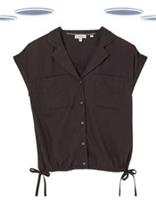 Ex Fat Face Womens Shirt - Cap Sleeves Linen Blend Woven Black (Size 20) - 20 Regular