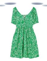 Ex Fat Face Women's Linen Blend Dress - Green Leaf Floral (Defect) (Size 10Long) - 10 Regular