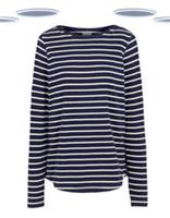 Ex Fat Face Women's T-shirt - Jersey Breton Long Sleeves Navy (Defect) Size 12 - 12 Regular