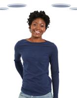 Ex Fat Face Women's T-shirt - Jersey Solid Long Sleeves Navy (Defect) Size 12 - 12 Regular