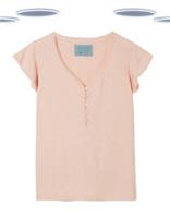 Ex Fat Face Women's Lougewear T-shirt -Short Sleeve Lace Detail Pink (Size 10) - 10 Regular
