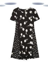 Ex Fat Face Women's Jersey Simone Dress- Short Sleeve Floral Print Black - 8 Regular
