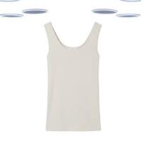 Ex Fat Face Women's Natural Rib Pyjama Vest Top - Cotton Stretch Lounge Beige - 16 Regular