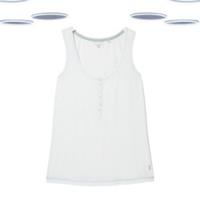 Ex Fat Face Women's Henley Pyjama Vest Top - White Jersey Sleeveless (Defect) - 10 Regular