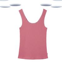 Ex Fat Face Women's Natural Rib Pyjama Vest Top- Stretch Lounge Pink (Imperfect) - 12 Regular