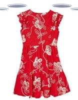 Ex Fat Face Women's Short Sleeve Summer Batik Jersey Dress - Red (Slight Defect) - 8 Regular