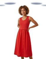 Ex Fat Face Women's Bright Red Cotton Midi Dress Summer Casual (Slight Defect) - 10 Regular