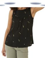 Ex Fat Face Womens Embroidered Vest-Sleeveless Cotton Tank Black (Slight Defect) - 10 Regular