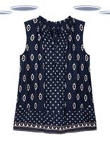 Ex Fat Face Womens Longline Vest-Sleeveless Cotton Geo Tank Navy (Slight Defect) - 10 Regular
