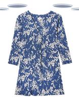 Ex Fat Face Women's Long Sleeve Floral Ditsy Longline Jersey Top In Blue - 8 Regular