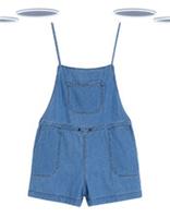 Ex Fat Face Womens Strappy Denim Chambray Playsuit - Blue (Slight Defect) - 12 Regular