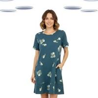 Ex Fat Face Womens Simone Teal Blue Figs Casual Jersey Dress (Slight Defect) - 14 Tall