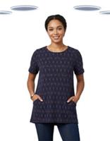 Ex Fat Face Womens Navy Ikat Print Tunic Top Short Sleeve Pocket (Slight Defect) - 12 Regular