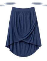 Ex Fat Face Womens Navy Jersey Tulip Hem Wrap Style Elastic Waist Midi Skirt - S Regular